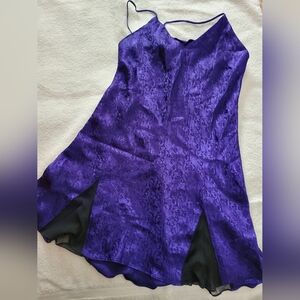 Purple Brocade Satin Chemise Lingerie